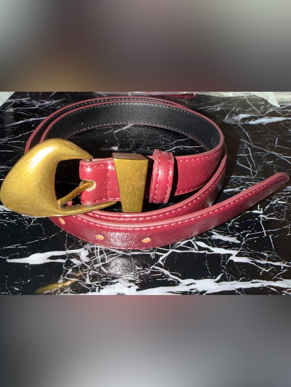 8 Other Reasons Harper Leather Belt Burgundy red revolve NWT